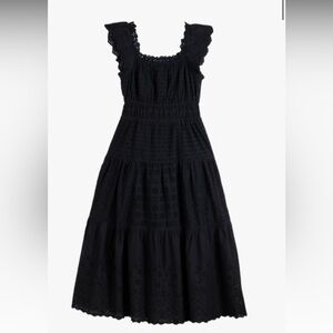 Unsubscribed Black eyelet flutter sleeve dress